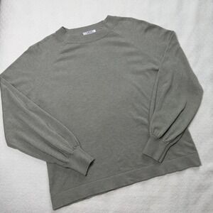 Basic Milano Sage Green Raglan Crewneck Sweater Puffed Cuff Minimalist Large